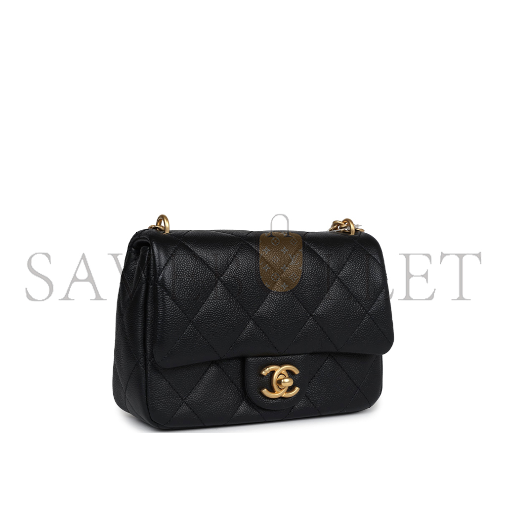 Ch*el master caviar quilted mini sweetheart flap black (20*14*6cm)